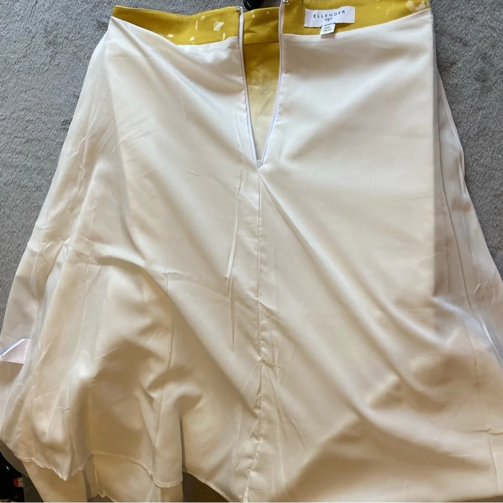 Anthropologie Ellender Painterly Skirt in Yellow & White w/Organza Trim | NWOT - Picture 3 of 14